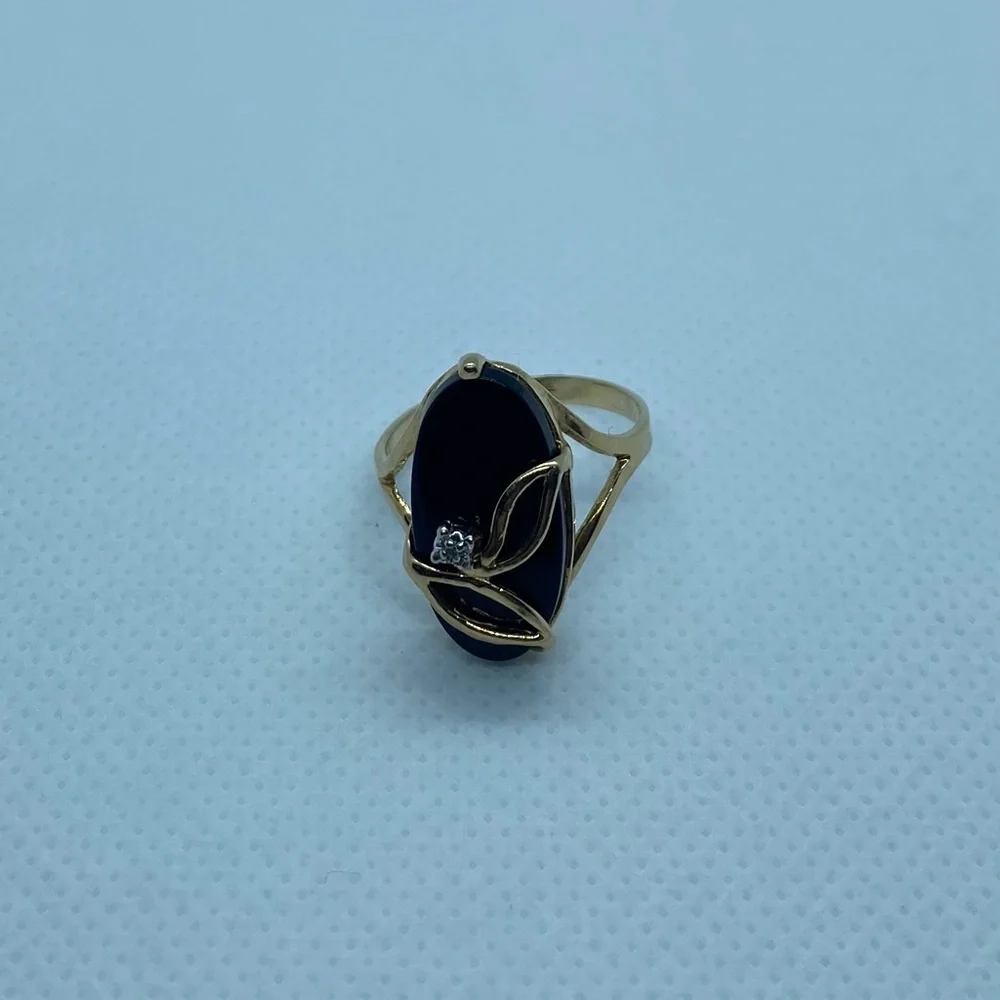 10k gold onyx ring with diamond accent